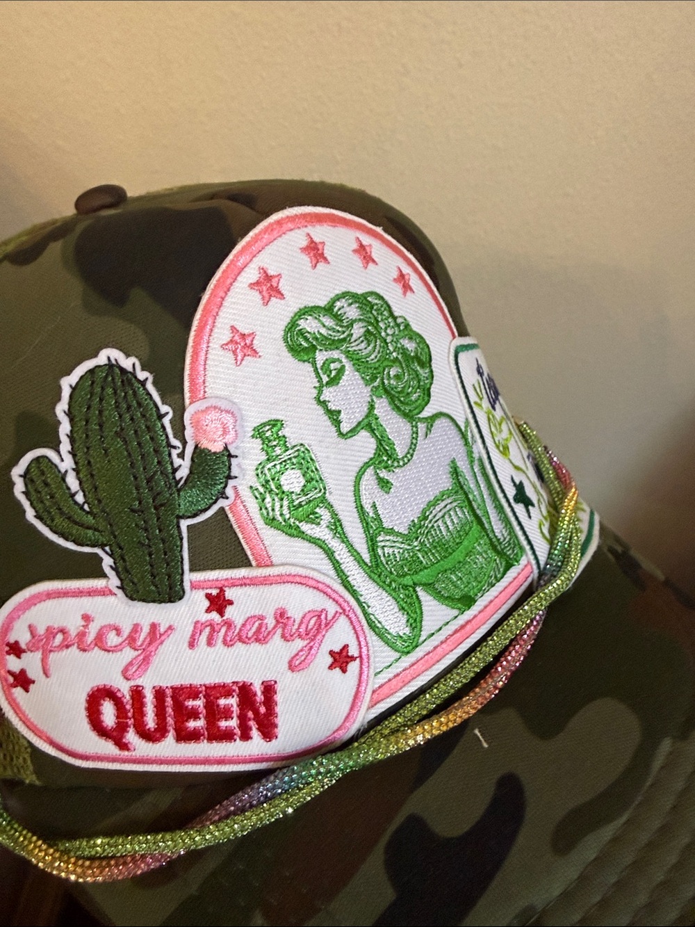 Pool day/Lake day Camo Women’s Trucker Hat Spicy Marg Queen - Picture 3 of 4